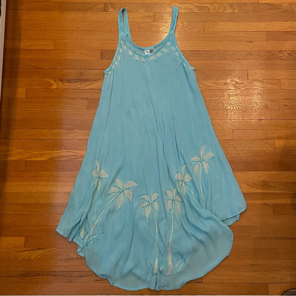 Blue sequinned cover-up